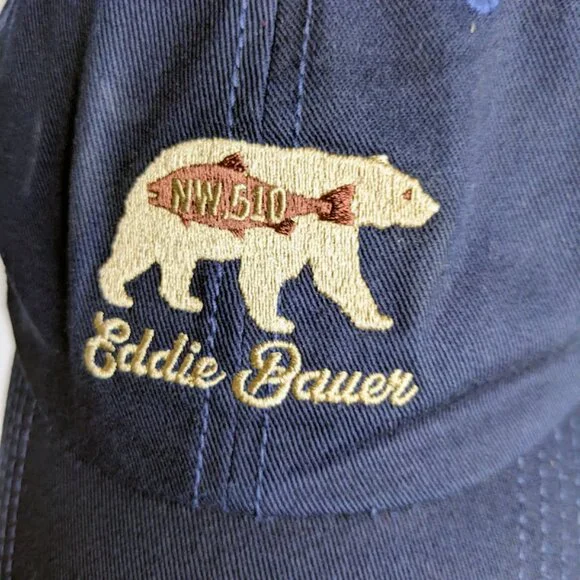 Eddie Bauer NWT Dad Hat One Size Blue Embroidered Bear Logo Baseball Cap - Picture 3 of 8